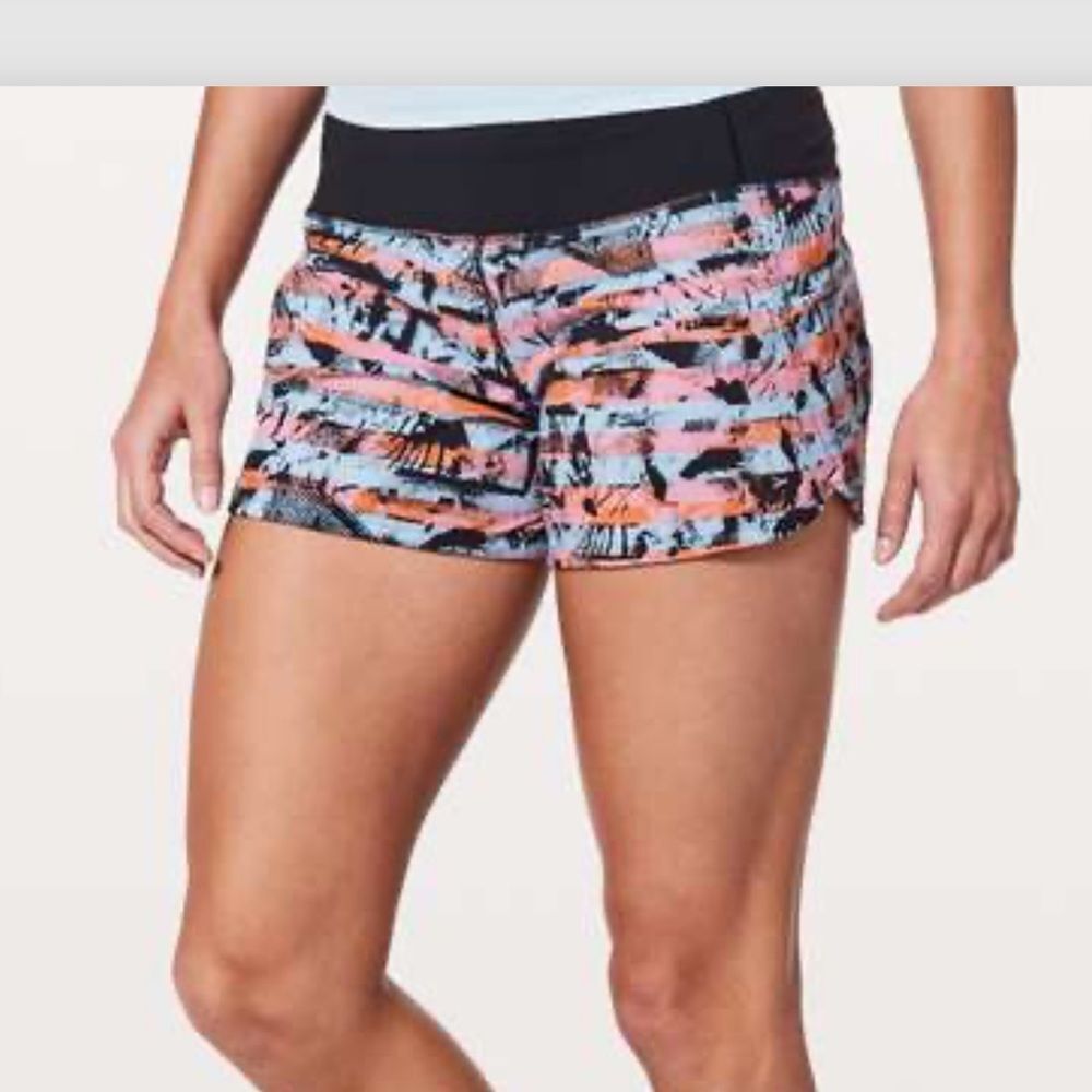 Lululemon Speed Up Shorts Size 4 Multi Color Abstract Stripe Running Athletic